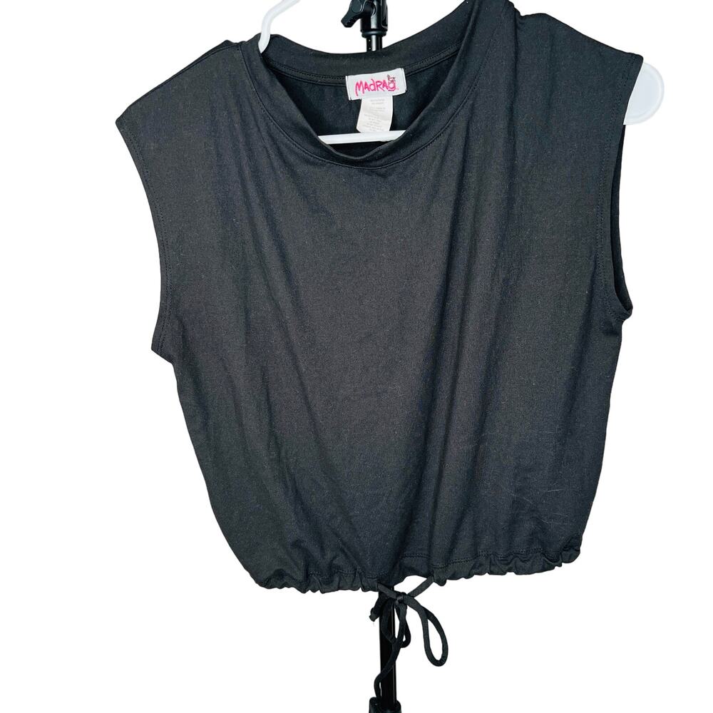 Madrag black sleeveless banded waist shirt size medium